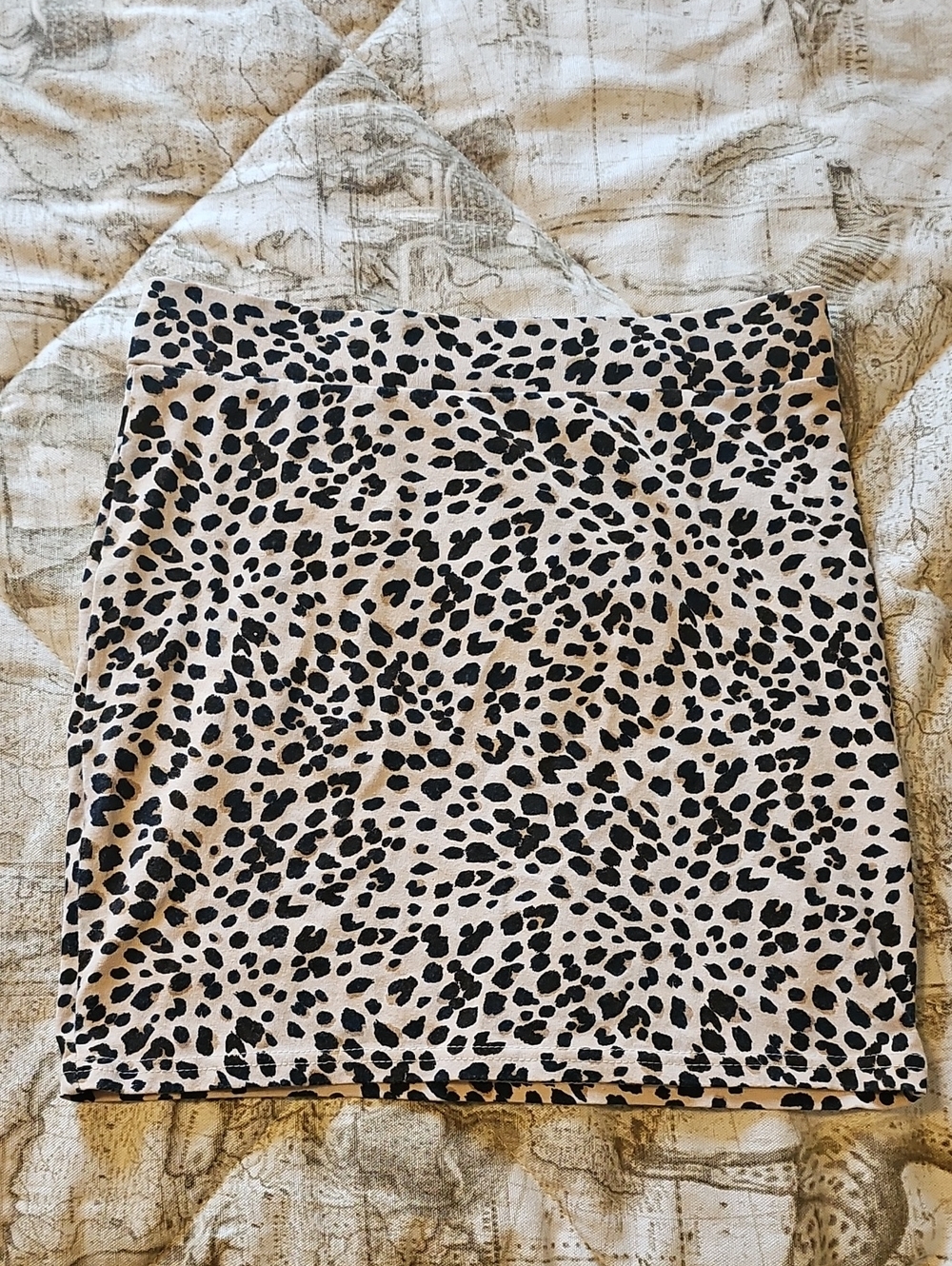 Divided Leopard-Print Mini Skirt in Beige and Black